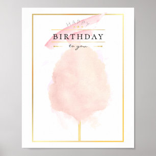 Stilvolle Watercolor Cotton Candy Birthday Poster