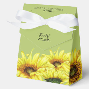 Stilvolle Watercolor Sonnenblume Grüne Hochzeit Geschenkschachtel