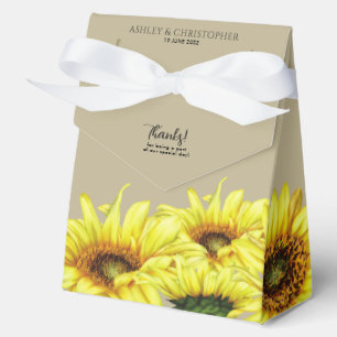 Stilvolle Watercolor Sonnenblume Khaki Wedding Geschenkschachtel