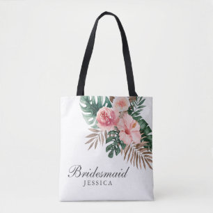 Stilvolle Watercolor Tropical Bridesmaid Tote Bag