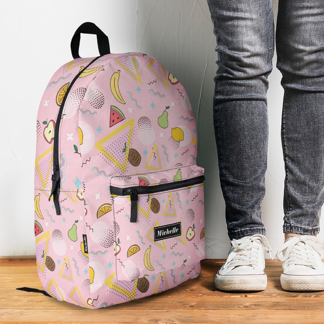 Stilvolle Watermelon Lemon Tropisches Obst Rosa Bedruckter Rucksack (Stylish Watermelon Lemon Tropical Fruit Pink Printed Backpack
)