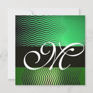 STILVOLLE WAVES-MONOGRAMM, smaragdgrün Einladung