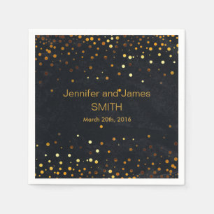 Stilvolle Wedding Table Mini Konfetti Gold Schwarz Serviette