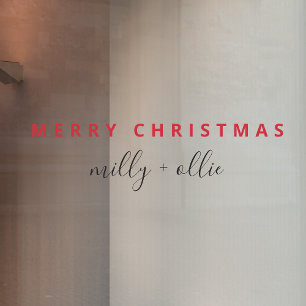 Stilvolle Weihnachten Modernes Trendrot und Weiß Fensteraufkleber