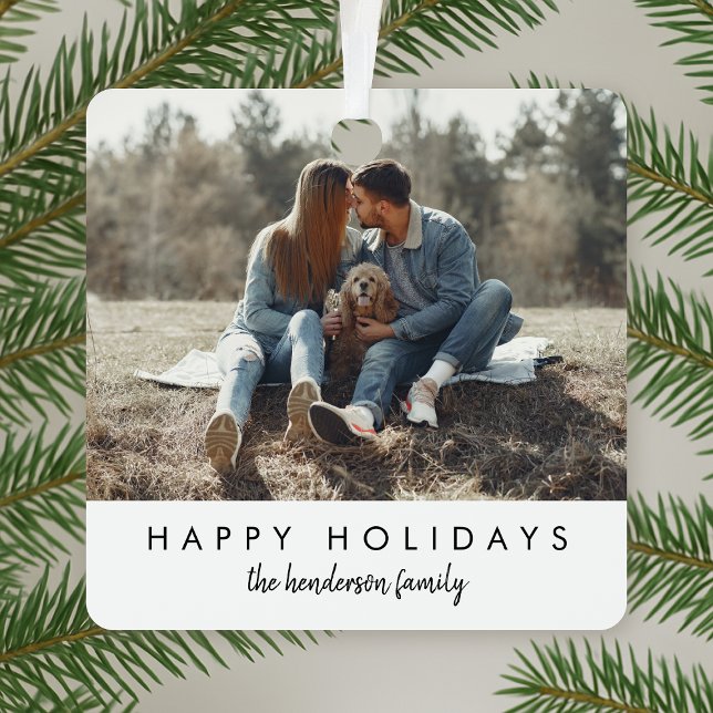 Stilvolle Weihnachten | Modernes Trendy Minimales  Ornament Aus Metall (Stylish modern metal photo ornament by Guava, perfect for couples, families, and festive gifting)