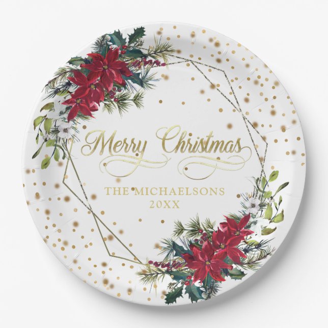 Stilvolle Weihnachten Pappteller (Vorderseite)