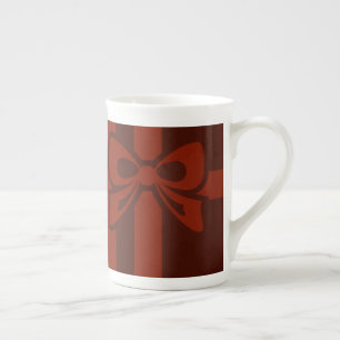 Stilvolle Weihnachts-Red Bow Detail Knochen-China  Prozellantasse