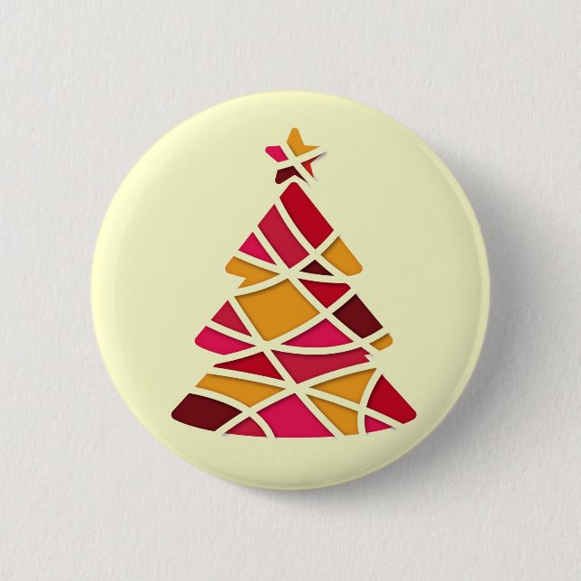 Stilvolle Weihnachtsbaum der modernen Kunst Button (Vorderseite)