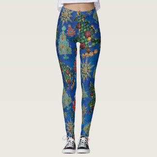 Stilvolle Weihnachtsbaum Jewel Bling Lapis Lazuli Leggings