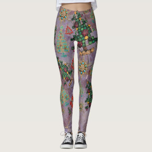 Stilvolle Weihnachtsbaum Jewel Bling Lila Jade Gem Leggings