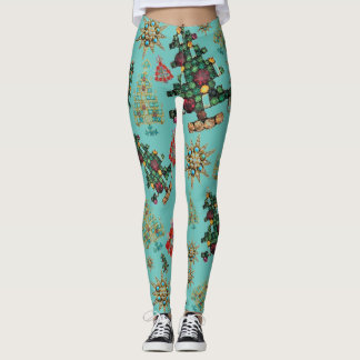 Stilvolle Weihnachtsbaum Jewel Pattern Leggings