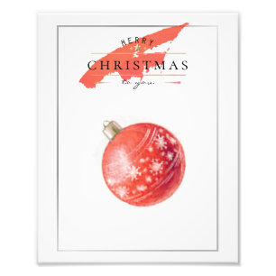 Stilvolle Weihnachtsbaum Roter Ball in Watercolor Fotodruck