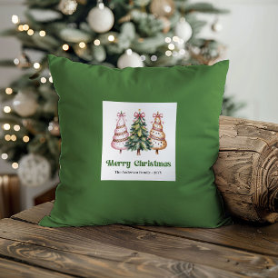 Stilvolle Weihnachtsbäume Grün Gold Benutzerdefini Kissen