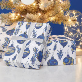 Stilvolle Weihnachtsbaumes Gemustert Blue Geschenkpapier