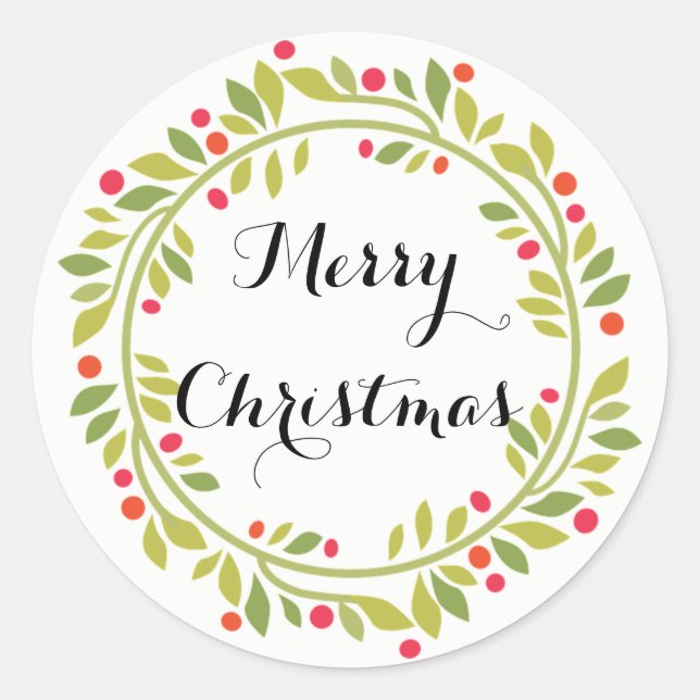Stilvolle Weihnachtskrautsticker Runder Aufkleber (Vorderseite)