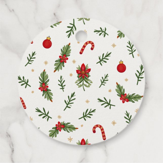 Stilvolle Weihnachtsmuster-Tags Geschenkanhänger (Rückseite)