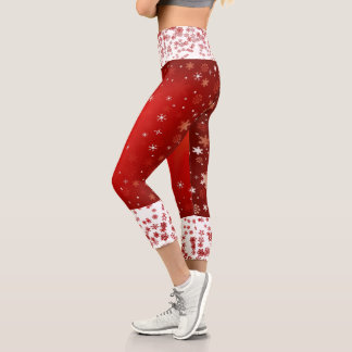 Stilvolle Weihnachtsschneeflocken Weiß Comieren Co Capri Leggings