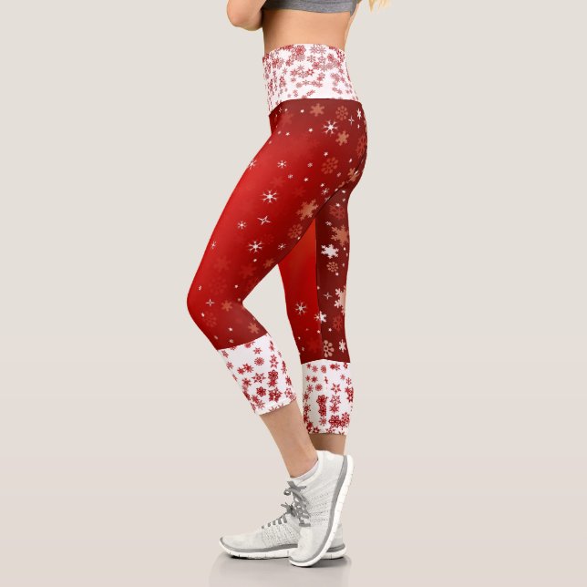 Stilvolle Weihnachtsschneeflocken Weiß Comieren Co Capri Leggings (Links)