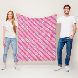 Stilvolle Weihnachtsstreifen in Rosa, Gold und Sil Fleecedecke