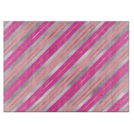 Stilvolle Weihnachtsstreifen in Rosa, Gold und Sil Schneidebrett