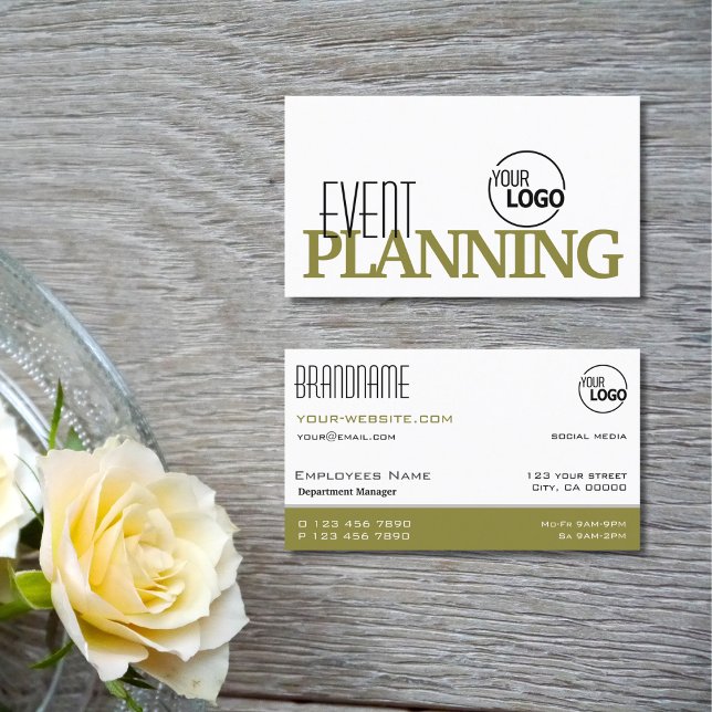 Stilvolle Weiß- und Olive-Grün-Moderne mit Logo Visitenkarte (Von Creator hochgeladen)