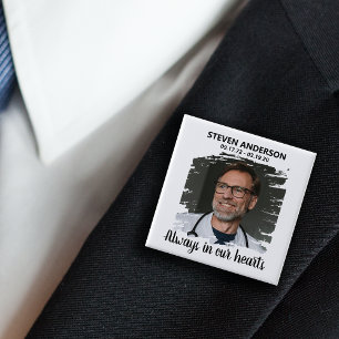 Stilvolle weiße Foto-Beerdigung Button