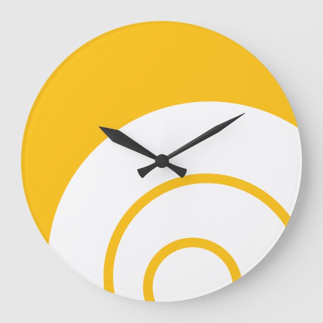 Stilvolle weiße, konzentrische Streifen auf goldge Große Wanduhr (Vorderseite)
