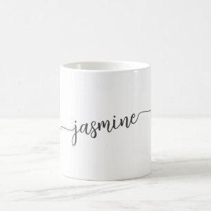 Stilvolle weiße Monogramm-Namensunterschrift Kaffeetasse