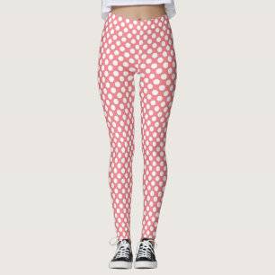 Stilvolle, weiße Polka-Punkte-Muster in Rosa Leggings