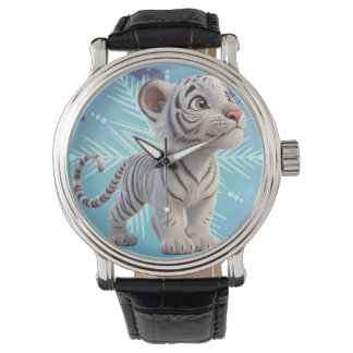 Stilvolle, weiße Tigeruhr - perfekt Armbanduhr