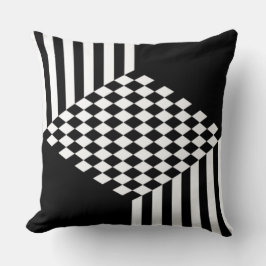 Stilvolle weiße und schwarze Streifen Diamante Sch Kissen