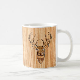 Stilvolle Weißer Schwanz Hirschkopf Holzkörner d Tasse