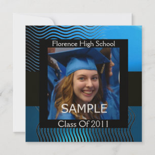 STILVOLLE WELLEN FOTO-VORLAGE MONOGRAMM, Schwarz B Einladung