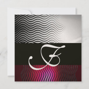 STILVOLLE WELLEN-MONOGRAMM, Silber Rot Rubin Burgu Einladung
