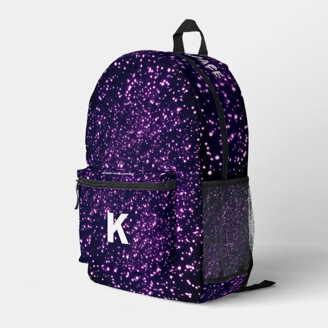 Stilvolle Weltraumgalaxie Universe Lila Bedruckter Rucksack (Rückseitige Ecke Rechts)
