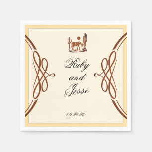 Stilvolle Western Dark Brown Wedding Serviette