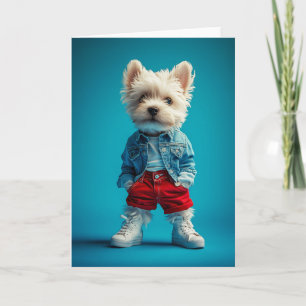 Stilvolle Westie Pup in Denim und Sneakers Einladung