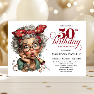Stilvolle Whimsical-Frau 50. Geburtstag Lustiger C Einladung