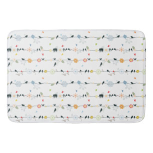 Stilvolle Whimsical Fun Black Birds & Blume Badematte