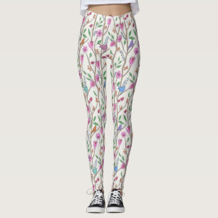 Stilvolle Whimsikale Vögel und Blume Leggings