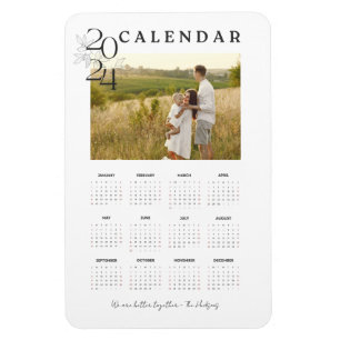 Stilvolle White 2024 Full Year Couple Foto Calenda Magnet
