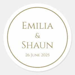 Stilvolle White and Gold Wedding Stickers