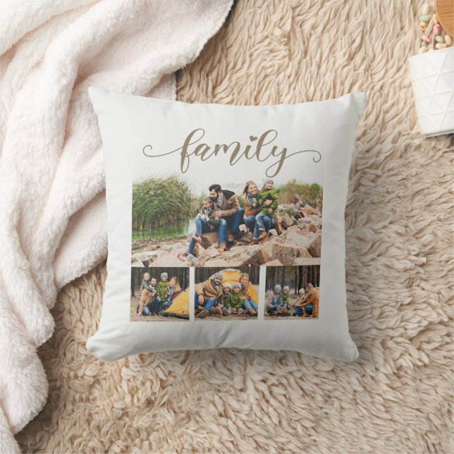 Stilvolle White Custom 4 Family Foto Collage Kissen (Decke)