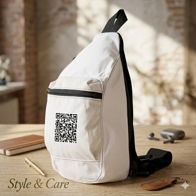 Stilvolle White Cut Sew Sling Bag mit QR Code (Stylish White Cut Sew Sling Bag with QR Code)