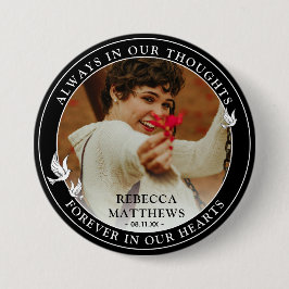 Stilvolle White Doves Foto & Memorial Keepake Button