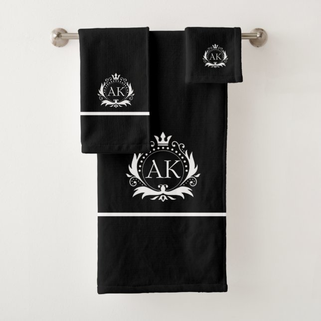 Stilvolle White Luxury Rahmen und Krone Badhandtuch Set (Insitu)
