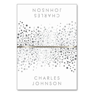 Stilvolle White & Silver Confetti Dots   PLATZKART Tischnummer