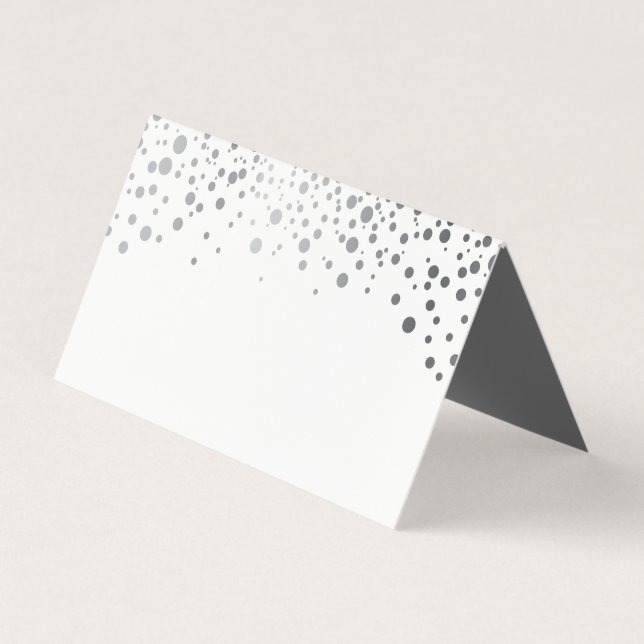 Stilvolle White und Silver Confetti | Platzkarten Visitenkarten (Vorderseite)