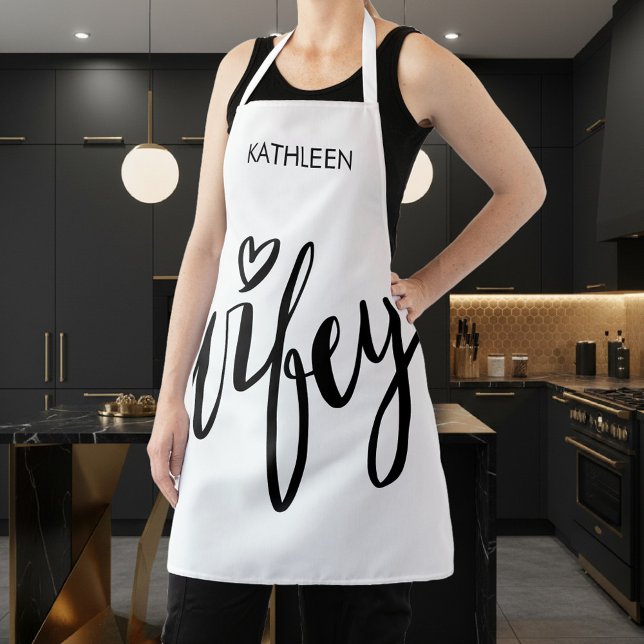 Stilvolle WIFEY Kochen und Backen Schürze für Frau (wifey apron)