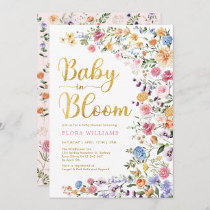 Stilvolle Wildblume Meadow Baby in Bloom Garden Einladung